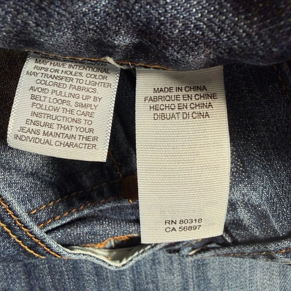 Lucky Brand 221 Original Straight Jeans Mens 34x32 Blue Distressed‎ Worn Hems